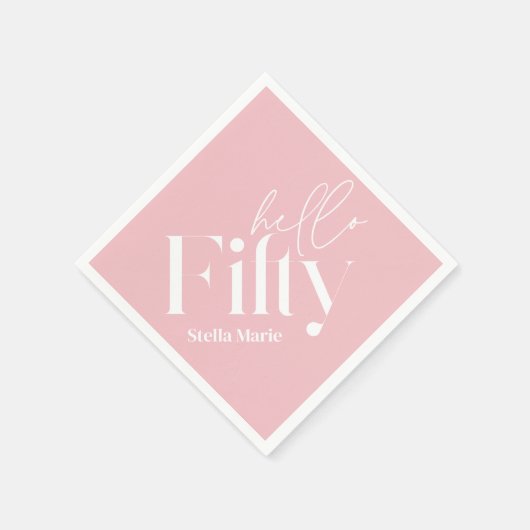 Moderne minimale girly roze eenvoudige 50e verjaar servet (Hoek)