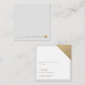 Moderne, minimale Gold Accent Light Grey Vierkante Visitekaartje (Voorkant / Achterkant)