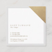Moderne, minimale Gold Accent Light Grey Vierkante Visitekaartje (Achterkant)