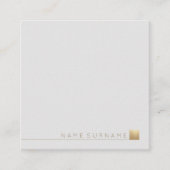 Moderne, minimale Gold Accent Light Grey Vierkante Visitekaartje (Voorkant)