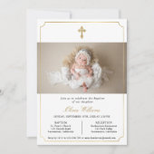 Moderne, minimale Gold Baby Baptismfoto Kaart (Voorkant)