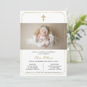 Moderne, minimale Gold Baby Baptismfoto Kaart (Staand voorkant)
