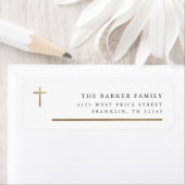 Moderne minimale Gold Cross-Baptism Return Etiket (Insitu)