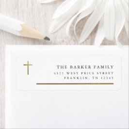 Moderne minimale Gold Cross-Baptism Return Etiket