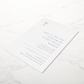 Moderne, minimale Gold Cross-Baptisme Folie Uitnodiging (Gedraaid)
