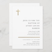 Moderne, minimale Gold Cross-Baptisme Kaart (Voorkant / Achterkant)