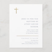 Moderne, minimale Gold Cross-Baptisme Uitnodiging Briefkaart (Voorkant)
