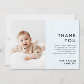 Moderne, minimale Gold Cross Photo Baptisme Bedankkaart (Voorkant)