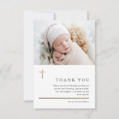Moderne, minimale Gold Cross Photo Baptisme Bedankkaart (Voorkant)