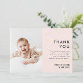 Moderne, minimale Gold Cross Photo Baptisme Bedankkaart (Staand voorkant)