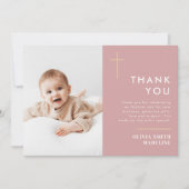Moderne, minimale Gold Cross Photo Baptisme Bedankkaart (Voorkant)