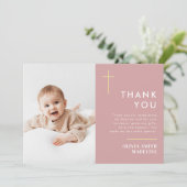 Moderne, minimale Gold Cross Photo Baptisme Bedankkaart (Staand voorkant)
