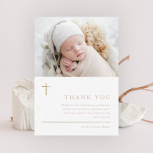 Moderne, minimale Gold Cross Photo Baptisme Hartel