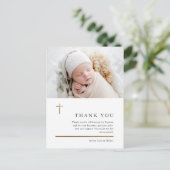 Moderne, minimale Gold Cross Photo Baptisme Hartel Briefkaart (Staand voorkant)