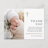 Moderne, minimale Gold Cross Photo Baptisme Hartel Briefkaart (Voorkant)