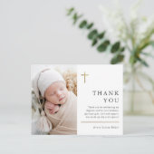 Moderne, minimale Gold Cross Photo Baptisme Hartel Briefkaart (Staand voorkant)