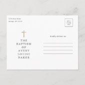 Moderne, minimale Gold Cross Photo Baptisme Hartel Briefkaart (Achterkant)