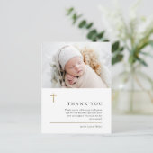 Moderne, minimale Gold Cross Photo Baptisme Hartel Briefkaart (Staand voorkant)
