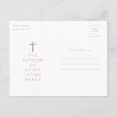 Moderne, minimale Gold Cross Photo Baptisme Hartel Briefkaart (Achterkant)