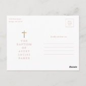 Moderne, minimale Gold Cross Photo Baptisme Hartel Briefkaart (Achterkant)