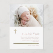 Moderne, minimale Gold Cross Photo Baptisme Hartel Briefkaart (Voorkant)