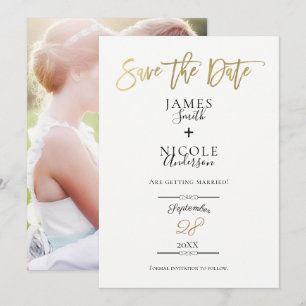 Moderne minimale Gold Foil volledige foto Save the Kaart