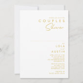 Moderne, minimale Gold Font Couples Shower Kaart (Voorkant)