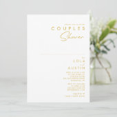 Moderne, minimale Gold Font Couples Shower Kaart (Staand voorkant)