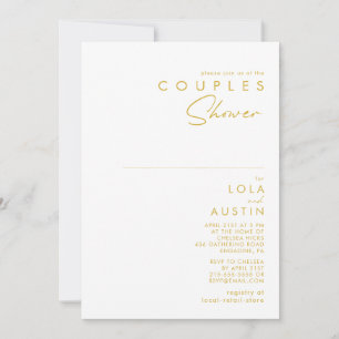 Moderne, minimale Gold Font Couples Shower Kaart