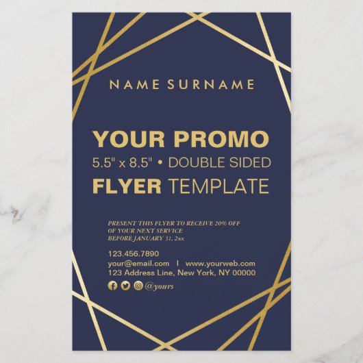 Moderne, minimale Gold Geometric 5,5 x 8,5-inch br Flyer (Voorkant)