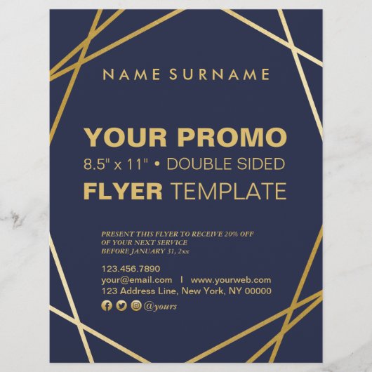 Moderne, minimale Gold Geometric 8,5 x 11-inch bro Flyer (Voorkant)