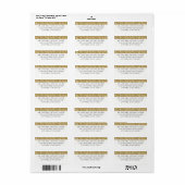 Moderne minimale Gold Glitter Return Address Label (Full Sheet)