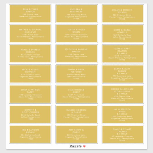 Moderne, minimale Gold Guest-Adresetiketten Sticker (Vel)