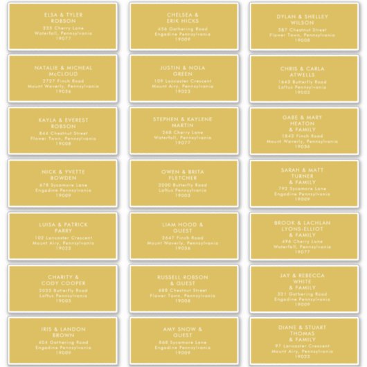 Moderne, minimale Gold Guest-Adresetiketten Sticker (Voorkant)