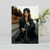 Moderne minimale Gold Lijst Border Afstuderen Folie Uitnodiging (Staand Voorkant)