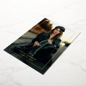 Moderne minimale Gold Lijst Border Afstuderen Folie Uitnodiging (Gedraaid)