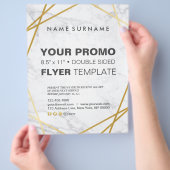 Moderne, minimale Gold Marble Geometric 8,5 x11 in Flyer (Hand)