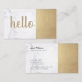 Moderne, minimale Gold Marble Hallo Luxe Writer Visitekaartje (Voorkant / Achterkant)