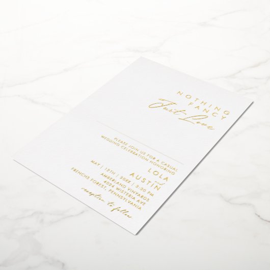 Moderne, minimale Gold Niets Fancy gewoon van echt Folie Uitnodiging (Gedraaid)