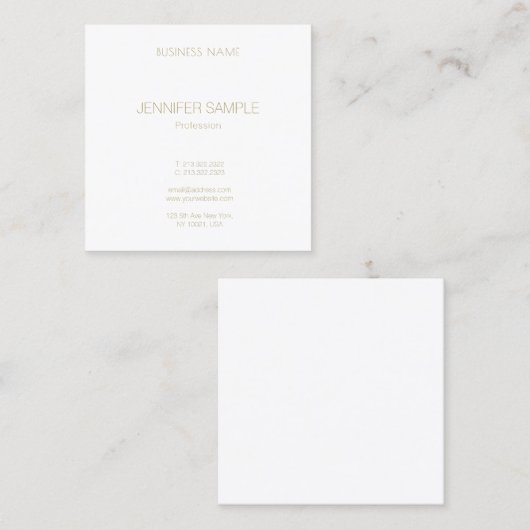 Moderne, minimale Gold Text Font Luxury Vierkante Visitekaartje (Voorkant / Achterkant)