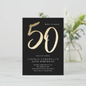 Moderne minimale Gold Type 50e verjaardag Kaart (Staand voorkant)