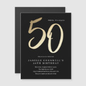 Moderne minimale Gold Type 50e verjaardag Magnetische Uitnodiging (Voorkant / Achterkant)
