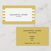 Moderne, minimale Gold White Stripes Freelancer Visitekaartje (Voorkant / Achterkant)
