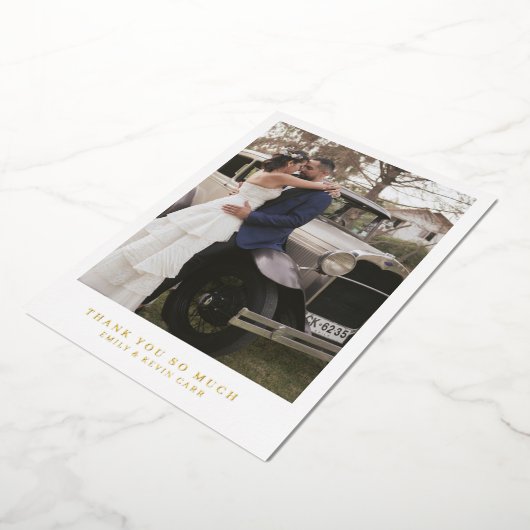 Moderne, minimale gouden bruiloft Hartelijk dank Folie Uitnodiging (Gedraaid)