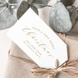 Moderne minimale gouden familie kerst cadeaulabel