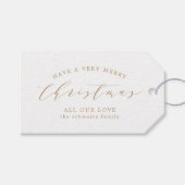 Moderne minimale gouden familie kerst cadeaulabel (Voorkant (Horizontaal))