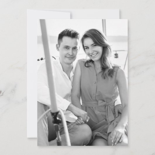 Moderne minimale gouden foto bruiloft kaart (Achterkant)