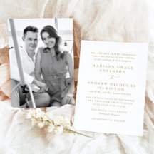 Moderne minimale gouden foto bruiloft