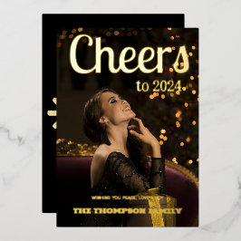 Moderne minimale gouden foto elegant folie feestdagenkaart