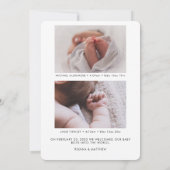 Moderne minimale gouden gele Baby foto bij geboort Aankondiging (Achterkant)